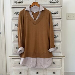 Chico’s Tan Built In Layered Sweater Top
